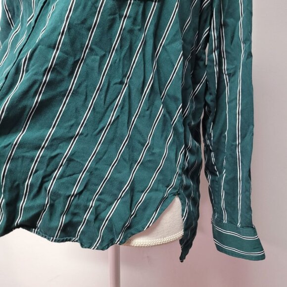 Madewell Stripe Shirt Button Down Green Soft Long Sleeve Top Womens Small Pocket - Picture 5 of 10
